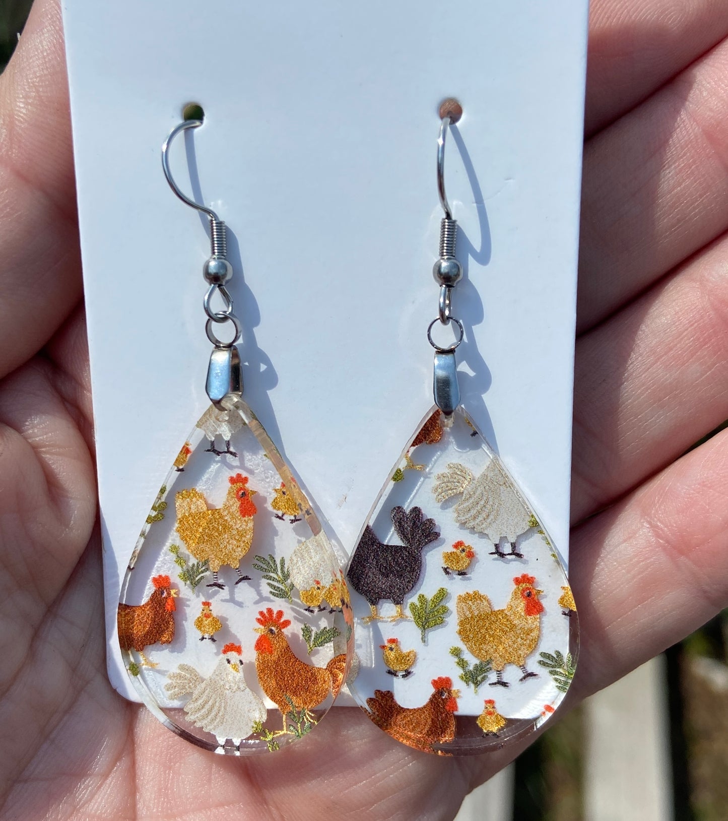 Clear Acrylic Chicken Earrings