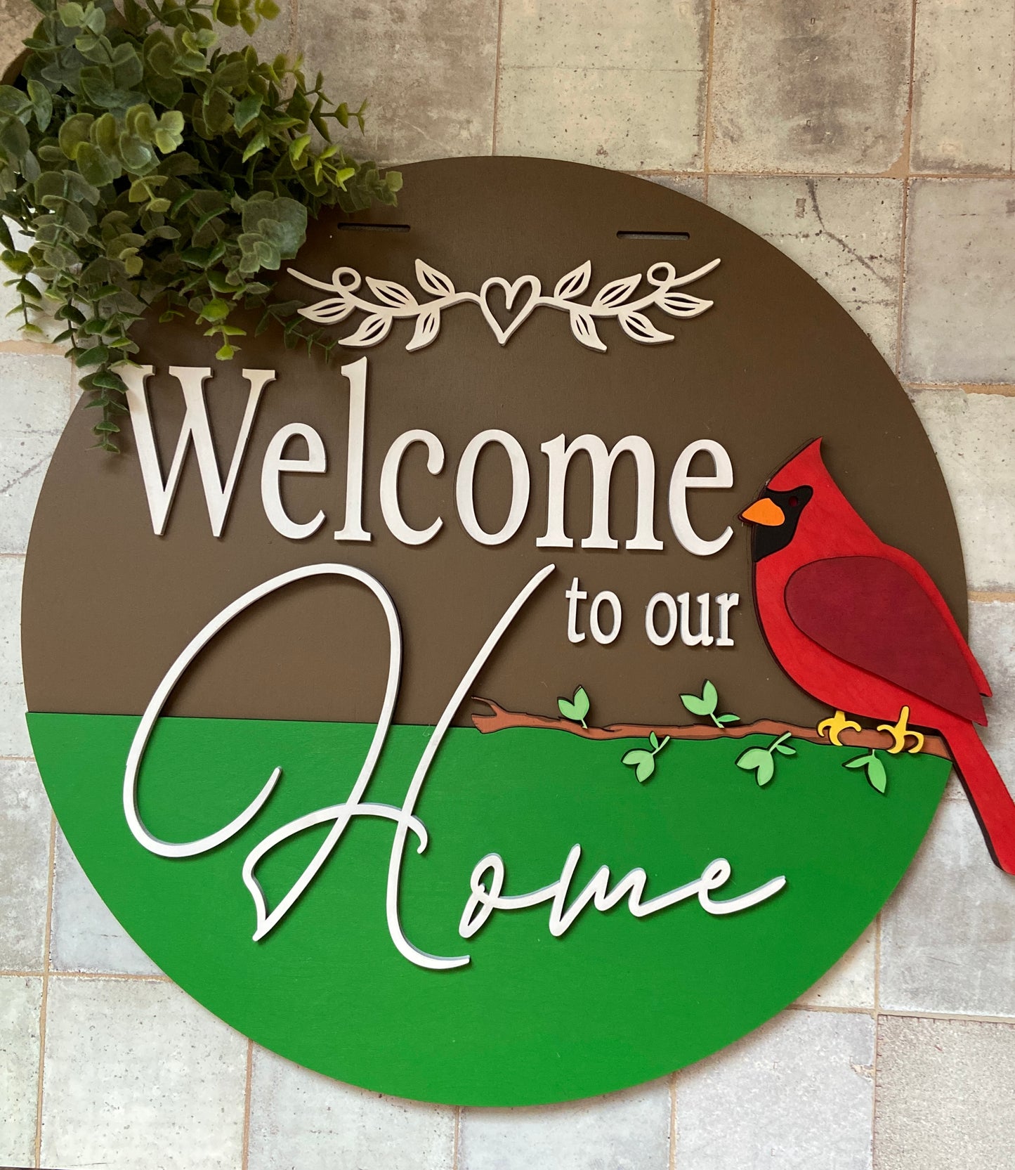 Welcome Home-Cardinal Door Hanger