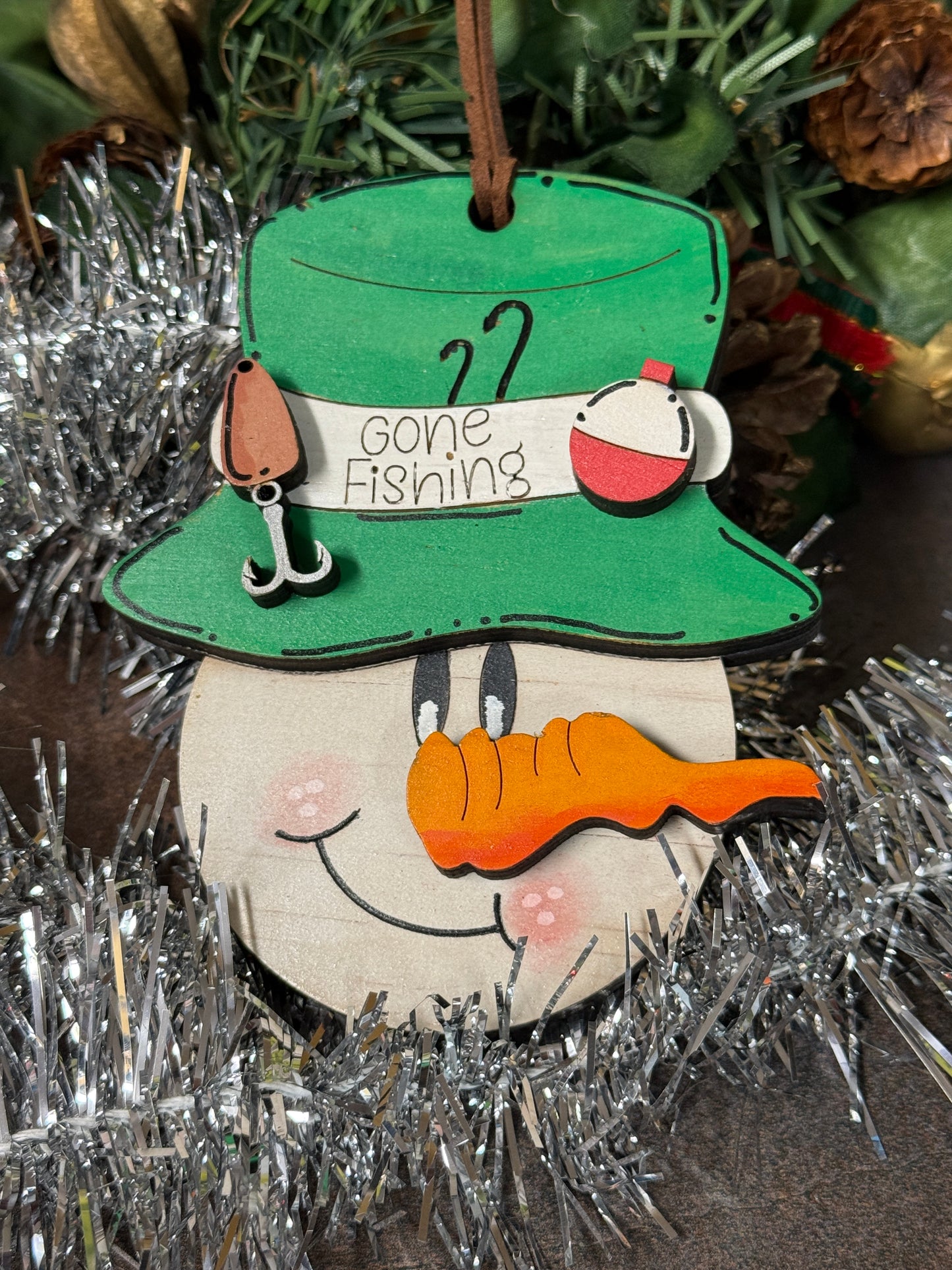 Fishing Snowman Ornament