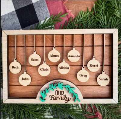 Family Christmas Ornament Sign
