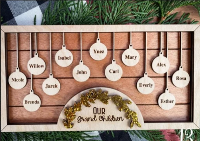 Family Christmas Ornament Sign