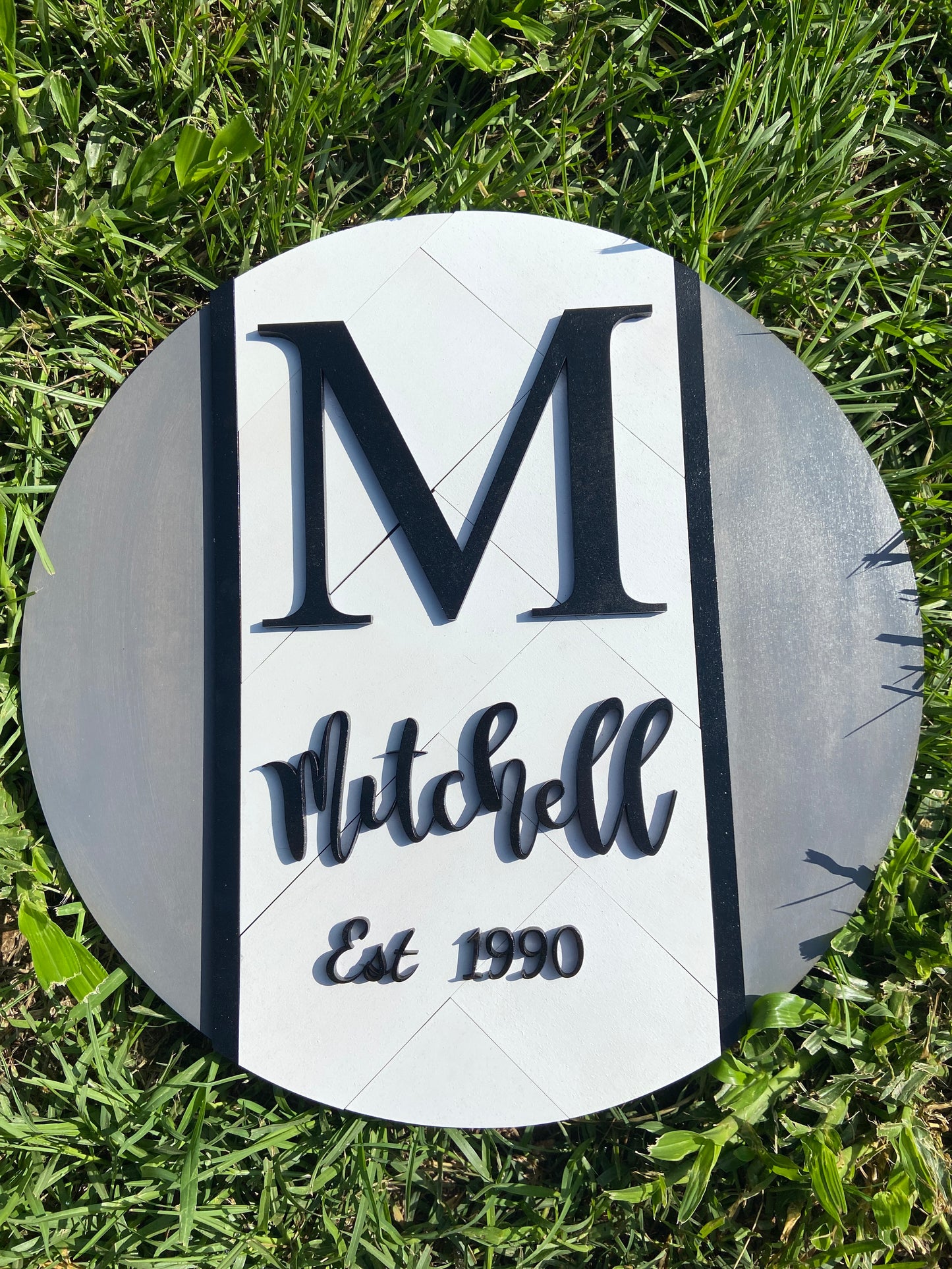 Herringbone Monogram Plaque