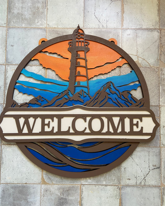 Welcome Lighthouse Door Hanger