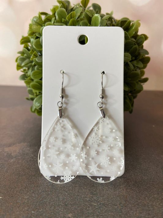 Clear Acrylic Snowflakes Earrings