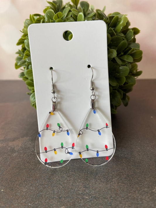 Clear Acrylic Christmas Lights Earrings