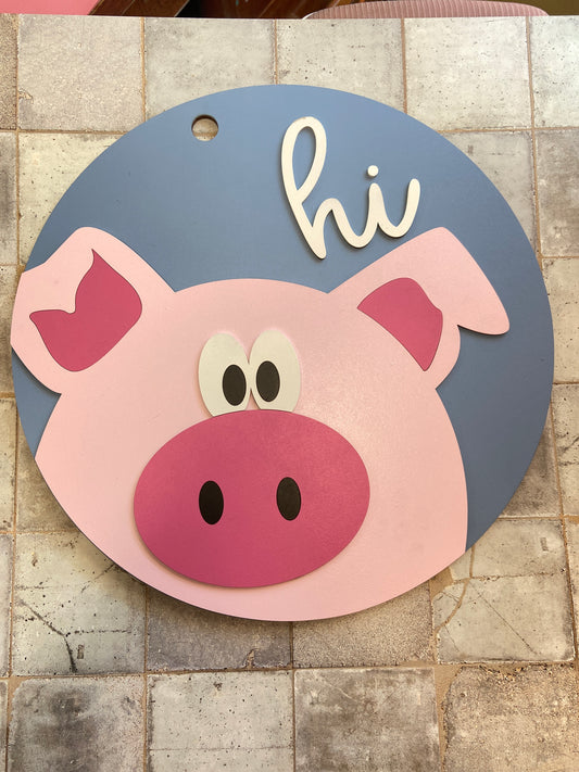 Hello Pig Door Hanger