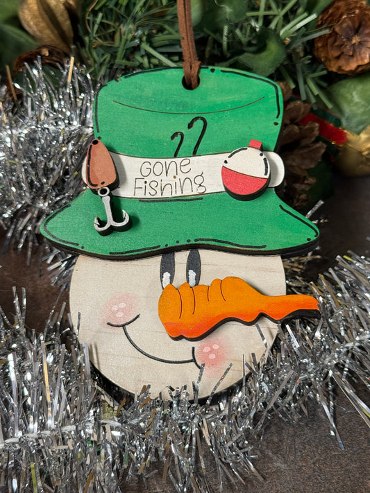 Fishing Snowman Ornament