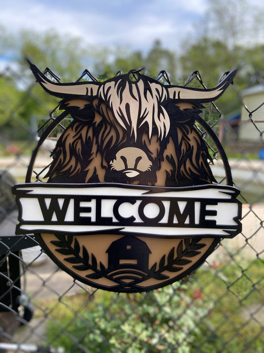 Door Hanger- Highland Cow
