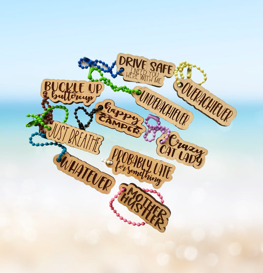 Wooden Zipper pulls or Key chains