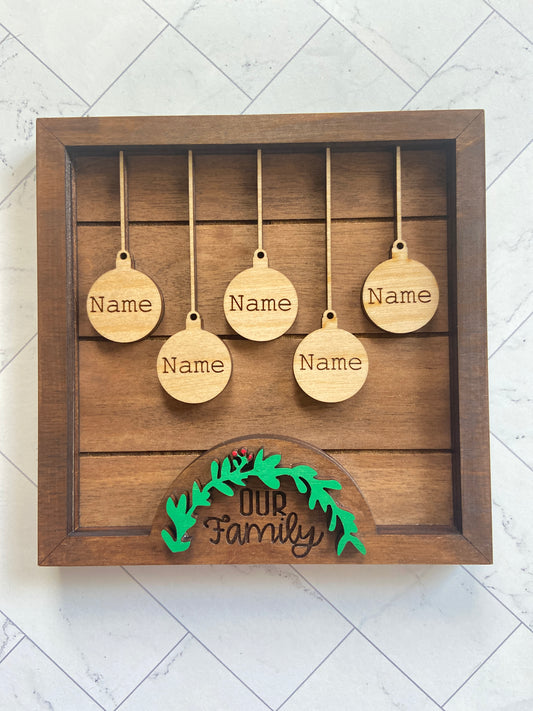 Family Christmas Ornament Sign