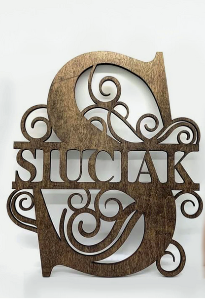 Split Monogram Swirl Letters A-Z